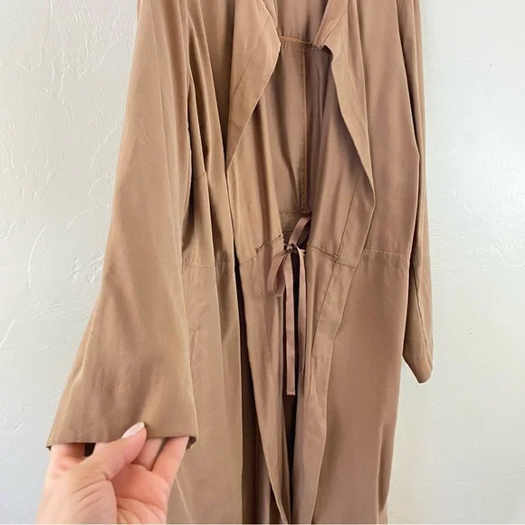 Lane Bryant Size 26/28 Khaki Tan Full Sleeve Open Long Trench Coat Jacket - Picture 2 of 7